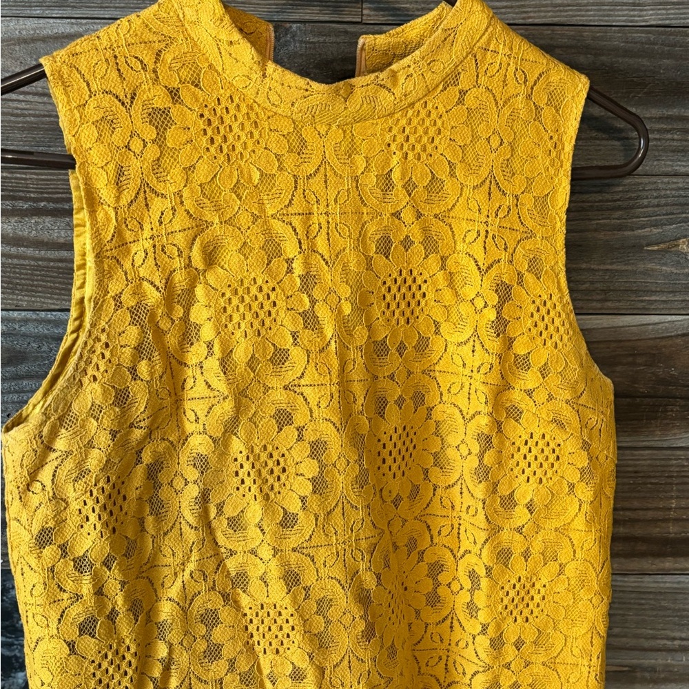Forever 21 Yellow Embellished Mandarin Collar Dress
